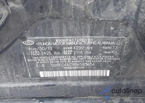 2013 Hyundai Sonata Limited from USA, damaged, VIN 5NPEC4AC9DH593654